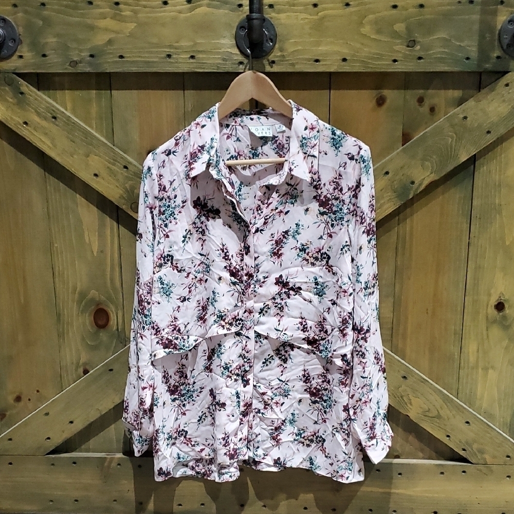 Joan Rivers Floral Button-Up Blouse